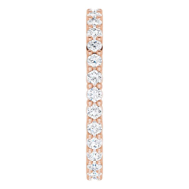 10K Gold Round Lab-Grown Diamond Shared-Prong Eternity Band – 1.7 mm Stones - Rose Gold - view 4