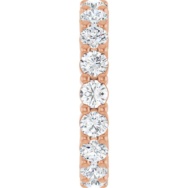 10K Gold Round Natural Diamond Shared-Prong Eternity Band – 3 mm Stones - Rose Gold - view 4