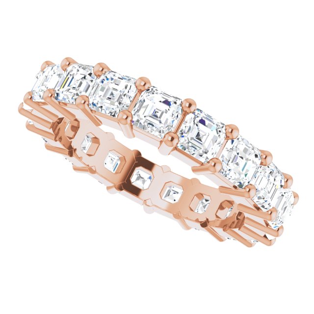 14K Gold Asscher Lab-Grown Diamond Shared-Prong Eternity Band – 3x3 mm Stones - Rose Gold - view 5
