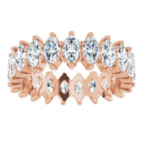 14K Gold Marquise Natural Diamond Shared-Prong Eternity Band – 4.5x2.5 mm Stones - Rose Gold - view 3