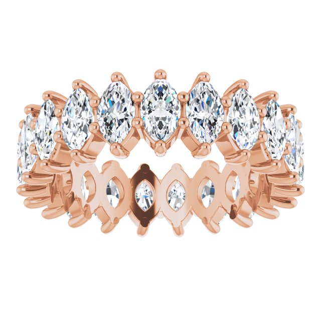 14K Gold Marquise Natural Diamond Shared-Prong Eternity Band – 4.5x2.5 mm Stones - Rose Gold - view 3