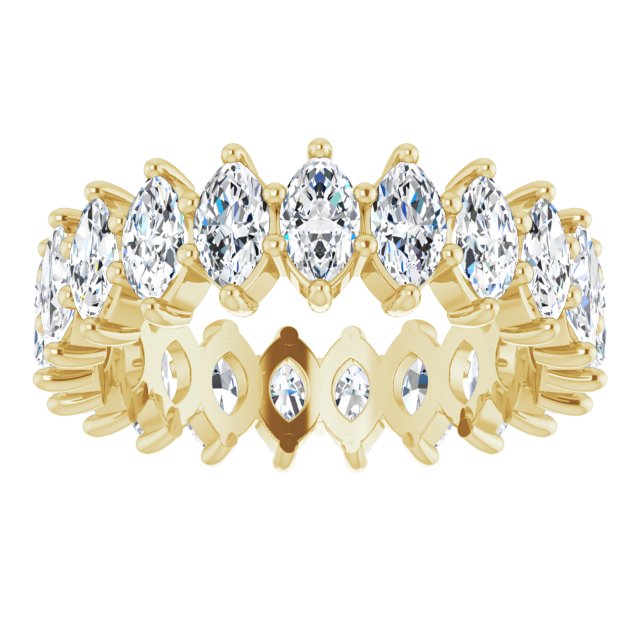 14K Gold Marquise Lab-Grown Diamond Shared-Prong Eternity Band – 4.5x2.5 mm Stones - Yellow Gold - view 3