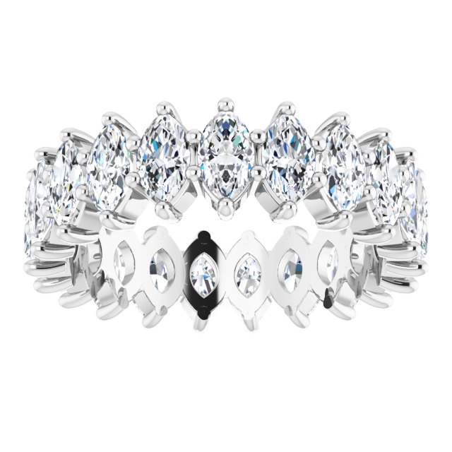 14K Gold Marquise Lab-Grown Diamond Shared-Prong Eternity Band – 4.5x2.5 mm Stones - White Gold - view 3