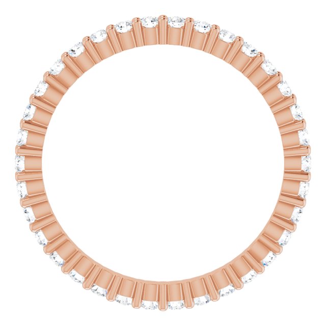 10K Gold Round Natural Diamond Shared-Prong Eternity Band – 1.5 mm Stones - Rose Gold - view 2