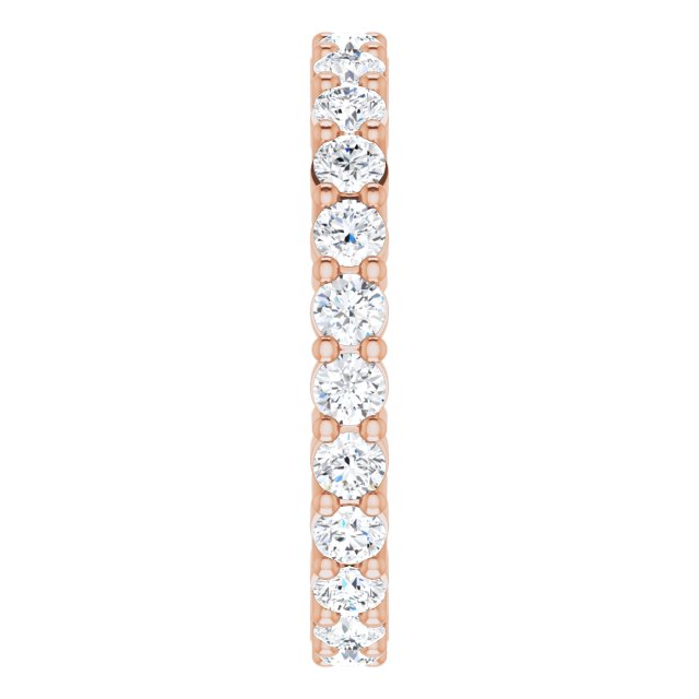 10K Gold Round Lab-Grown Diamond Shared-Prong Eternity Band – 2.25 mm Stones - Rose Gold - view 4