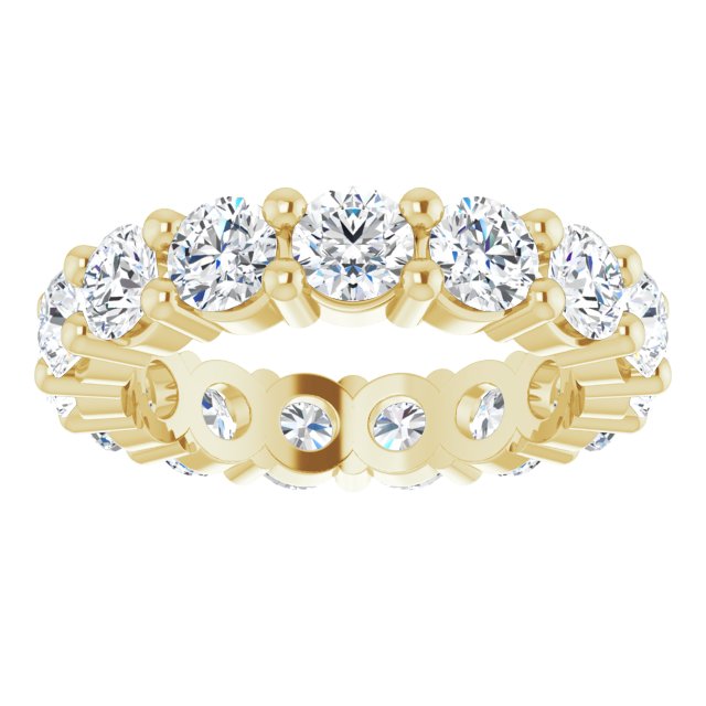 10K Gold Round Natural Diamond Shared-Prong Eternity Band – 3.75 mm Stones - Yellow Gold - view 3