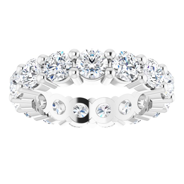 10K Gold Round Natural Diamond Shared-Prong Eternity Band – 3.75 mm Stones - White Gold - view 3