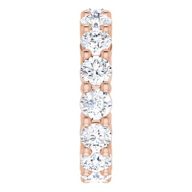 10K Gold Round Natural Diamond Shared-Prong Eternity Band – 3.8 mm Stones - Rose Gold - view 4