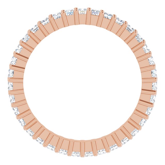 10K Gold Square Natural Diamond Shared-Prong Eternity Band – 1.5x1.5 mm Stones - Rose Gold - view 2