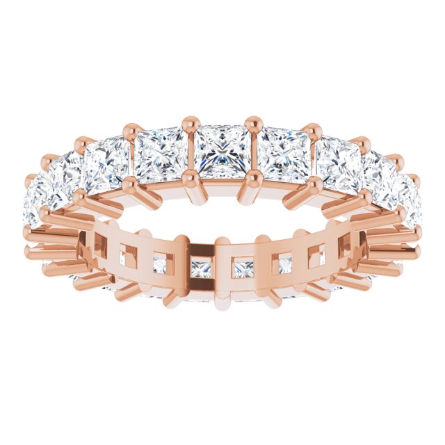 10K Gold Square Lab-Grown Diamond Shared-Prong Eternity Band – 3x3 mm Stones - Rose Gold - view 3