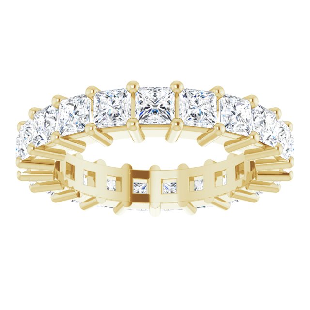 10K Gold Square Lab-Grown Diamond Shared-Prong Eternity Band – 3x3 mm Stones - Yellow Gold - view 3