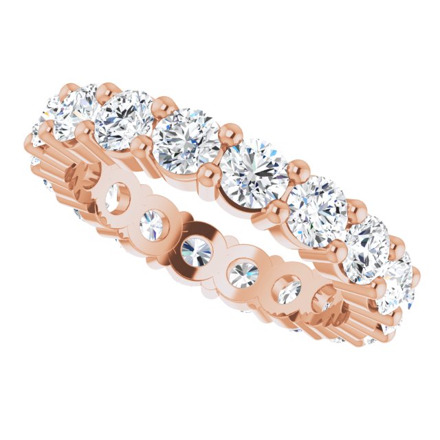 10K Gold Round Natural Diamond Shared-Prong Eternity Band – 3.2 mm Stones - Rose Gold - view 5