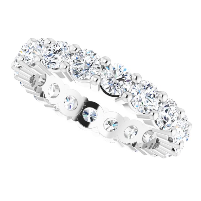 10K Gold Round Natural Diamond Shared-Prong Eternity Band – 3.2 mm Stones - White Gold - view 5