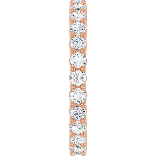 10K Gold Round Natural Diamond Shared-Prong Eternity Band – 2 mm Stones - Rose Gold - view 4