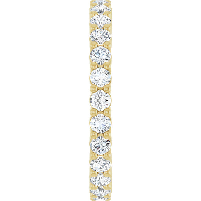 14K Gold Round Natural Diamond Shared-Prong Eternity Band – 2 mm Stones - Yellow Gold - view 4