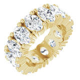 14K Gold Oval Natural Diamond Shared-Prong Eternity Band – 6x4 mm Stones - Yellow Gold