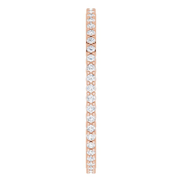 10K Gold Round Lab-Grown Diamond Shared-Prong Eternity Band – 1 mm Stones - Rose Gold - view 4