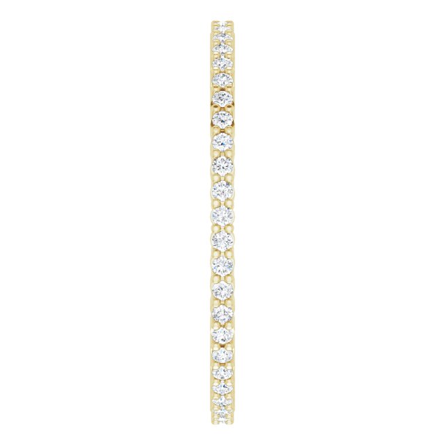 10K Gold Round Natural Diamond Shared-Prong Eternity Band – 1 mm Stones - Yellow Gold - view 4