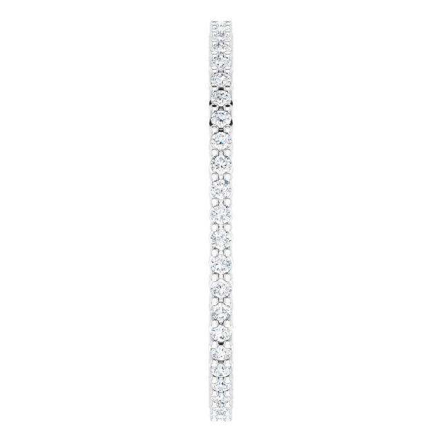 10K Gold Round Lab-Grown Diamond Shared-Prong Eternity Band – 1 mm Stones - White Gold - view 4
