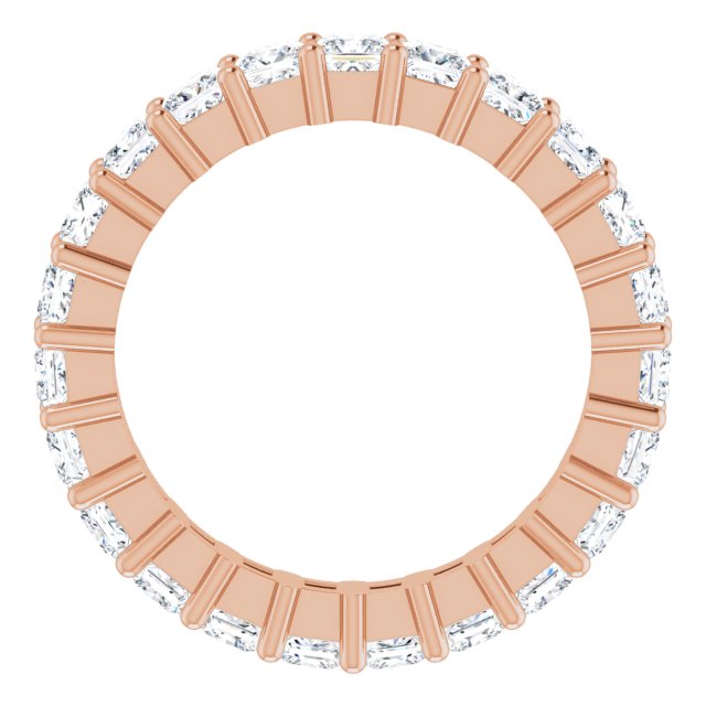10K Gold Square Natural Diamond Shared-Prong Eternity Band – 2.5x2.5 mm Stones - Rose Gold - view 2