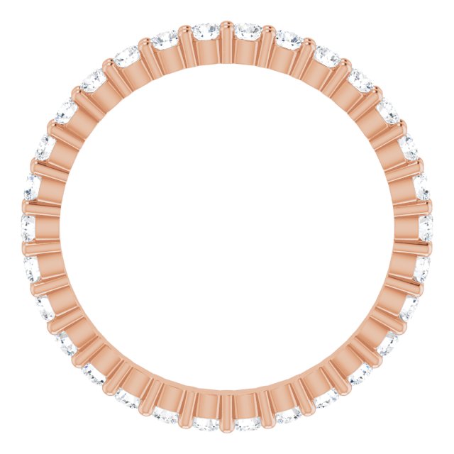 10K Gold Round Lab-Grown Diamond Shared-Prong Eternity Band – 1.7 mm Stones - Rose Gold - view 2