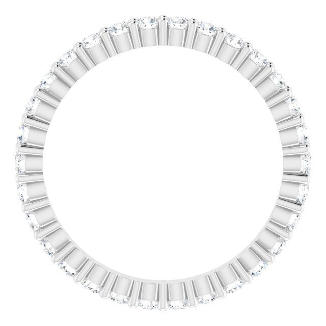 10K Gold Round Natural Diamond Shared-Prong Eternity Band – 1.7 mm Stones - White Gold - view 2