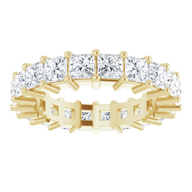 10K Gold Square Lab-Grown Diamond Shared-Prong Eternity Band – 3x3 mm Stones - Yellow Gold - view 3