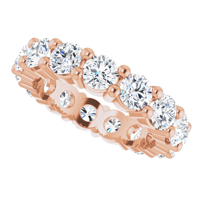 10K Gold Round Natural Diamond Shared-Prong Eternity Band – 3.75 mm Stones - Rose Gold - view 5