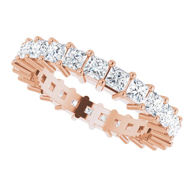 10K Gold Square Lab-Grown Diamond Shared-Prong Eternity Band – 2.25x2.25 mm Stones - Rose Gold - view 5