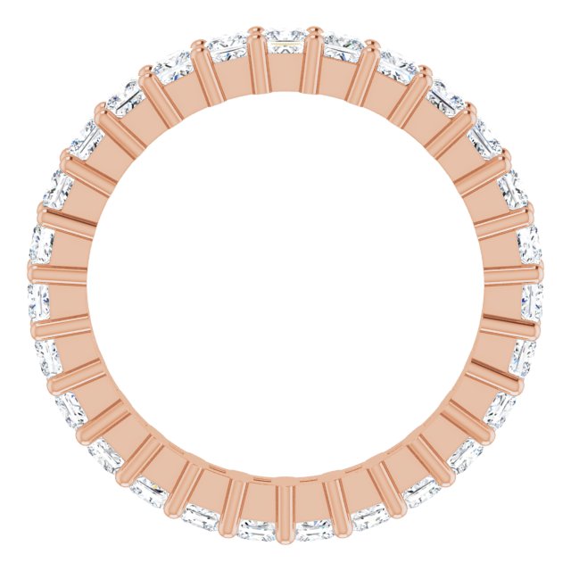 10K Gold Square Natural Diamond Shared-Prong Eternity Band – 2x2 mm Stones - Rose Gold - view 2