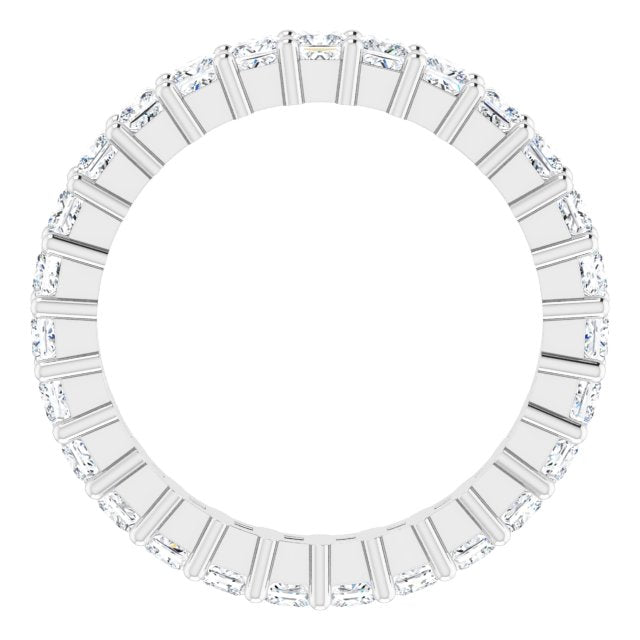 10K Gold Square Lab-Grown Diamond Shared-Prong Eternity Band – 2x2 mm Stones - White Gold - view 2