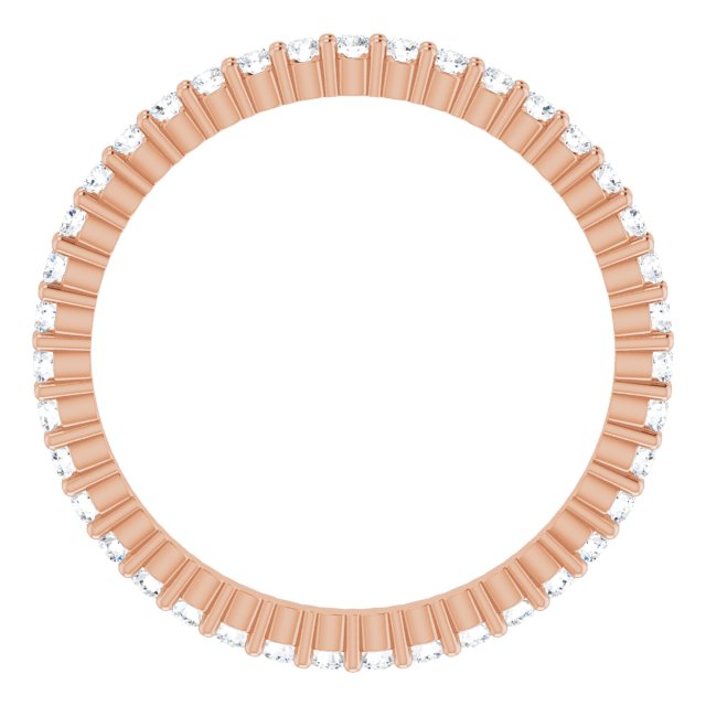 10K Gold Round Lab-Grown Diamond Shared-Prong Eternity Band – 1.3 mm Stones - Rose Gold - view 2