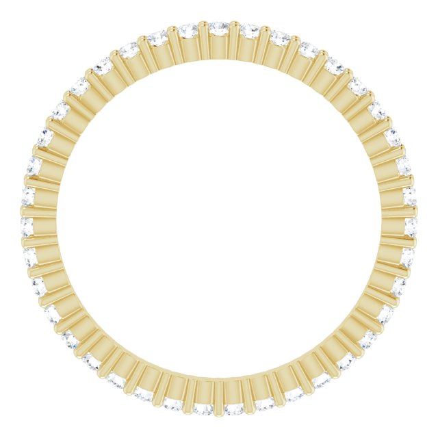 10K Gold Round Lab-Grown Diamond Shared-Prong Eternity Band – 1.3 mm Stones - Yellow Gold - view 2