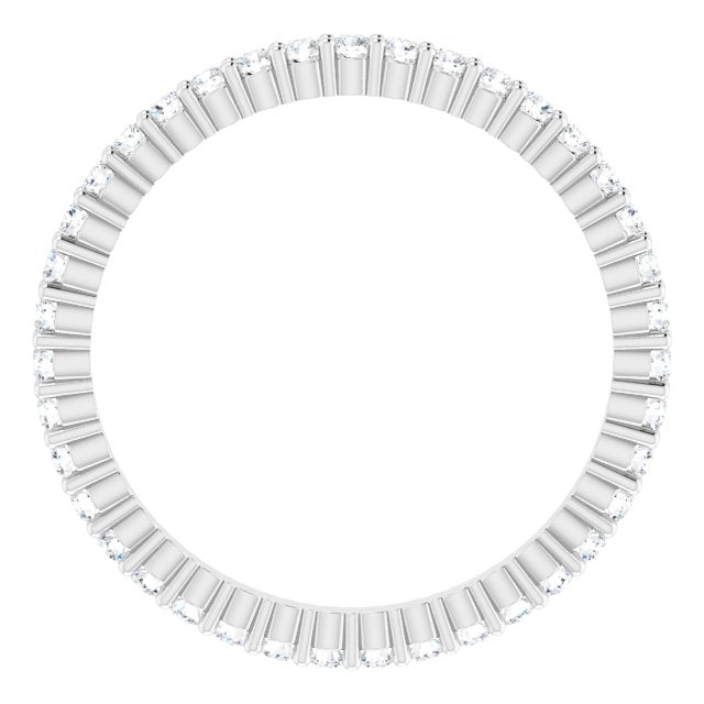 10K Gold Round Lab-Grown Diamond Shared-Prong Eternity Band – 1.3 mm Stones - White Gold - view 2