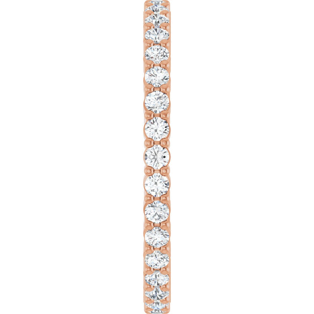 10K Gold Round Lab-Grown Diamond Shared-Prong Eternity Band – 1.5 mm Stones - Rose Gold - view 4