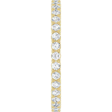 14K Gold Round Natural Diamond Shared-Prong Eternity Band – 1.5 mm Stones - Yellow Gold - view 4
