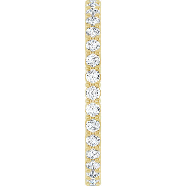 14K Gold Round Natural Diamond Shared-Prong Eternity Band – 1.5 mm Stones - Yellow Gold - view 4