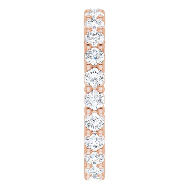10K Gold Round Natural Diamond Shared-Prong Eternity Band – 2.25 mm Stones - Rose Gold - view 4
