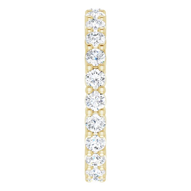 10K Gold Round Lab-Grown Diamond Shared-Prong Eternity Band – 2.25 mm Stones - Yellow Gold - view 4