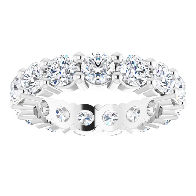 10K Gold Round Natural Diamond Shared-Prong Eternity Band – 3.75 mm Stones - White Gold - view 3
