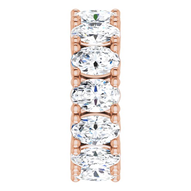 10K Gold Oval Lab-Grown Diamond Shared-Prong Eternity Band – 6x4 mm Stones - Rose Gold - view 4