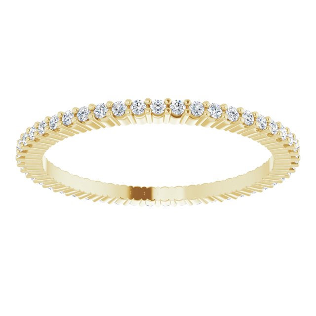 10K Gold Round Natural Diamond Shared-Prong Eternity Band – 1 mm Stones - Yellow Gold - view 3