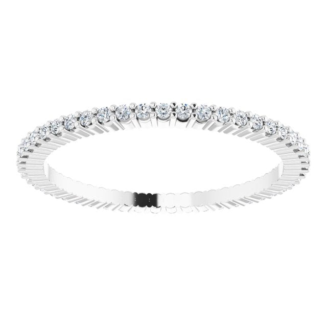 10K Gold Round Lab-Grown Diamond Shared-Prong Eternity Band – 1 mm Stones - White Gold - view 3