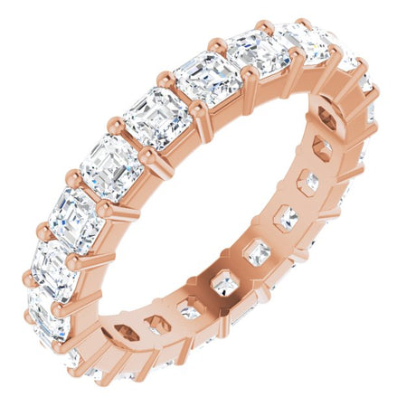 14K Gold Asscher Lab-Grown Diamond Shared-Prong Eternity Band – 2.6x2.6 mm Stones - Rose Gold