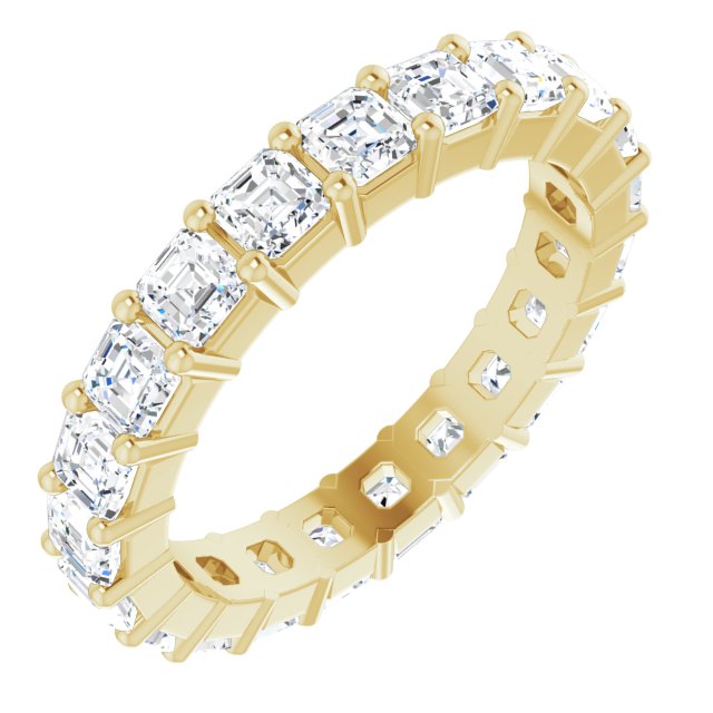14K Gold Asscher Lab-Grown Diamond Shared-Prong Eternity Band – 2.6x2.6 mm Stones - Yellow Gold