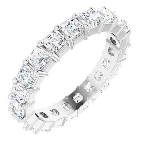 14K Gold Asscher Lab-Grown Diamond Shared-Prong Eternity Band – 2.6x2.6 mm Stones - White Gold