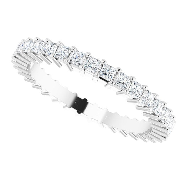 10K Gold Square Lab-Grown Diamond Shared-Prong Eternity Band – 1.5x1.5 mm Stones - White Gold - view 5