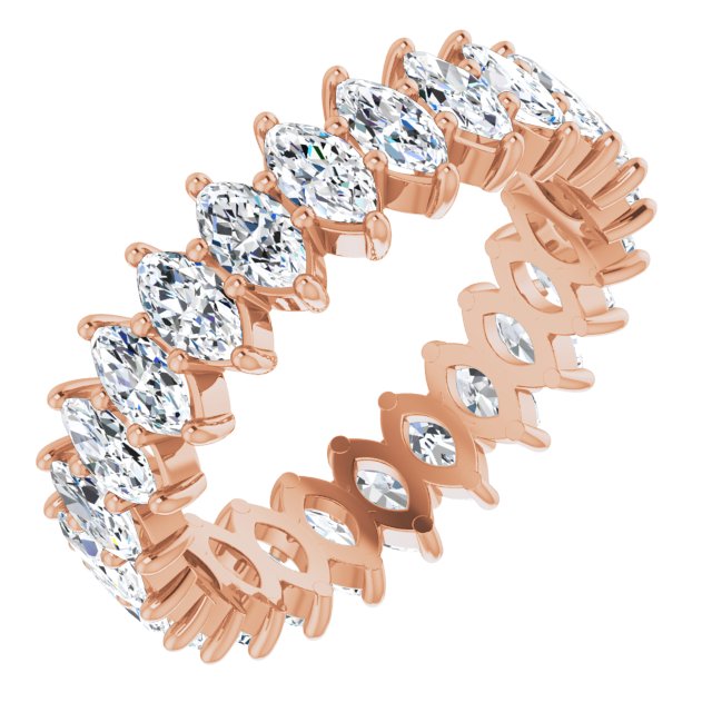 14K Gold Marquise Lab-Grown Diamond Shared-Prong Eternity Band – 4.25x2.25 mm Stones - Rose Gold