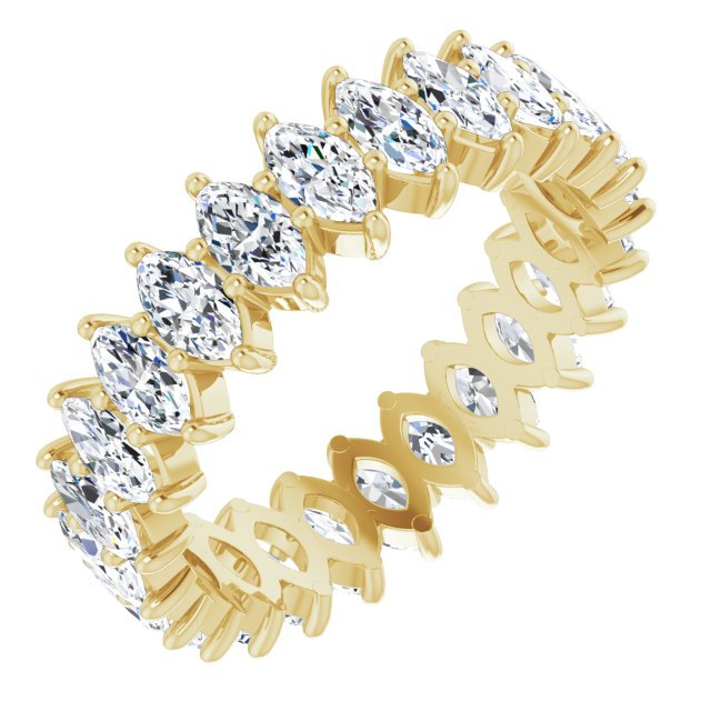 14K Gold Marquise Lab-Grown Diamond Shared-Prong Eternity Band – 4.25x2.25 mm Stones - Yellow Gold