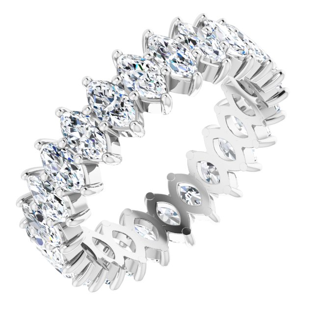 Platinum Marquise Natural Diamond Shared-Prong Eternity Band – 4.25x2.25 mm Stones